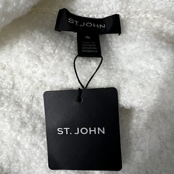 St. John Coat Light Weight Loop Knit  Notch Collar Beige Size XL New With Tags - Picture 5 of 11